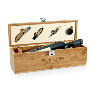 SYRAH. Conjunto para vinho em bambu, ABS e aço inoxidável